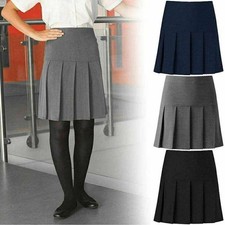 Girls All Round Pleated Skirt Zip Adjustable Waist Sizes 2-16yrs Black/Grey