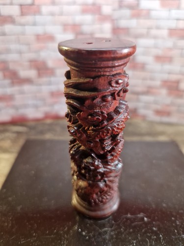 Netsuke style rosewood dragon - netsuke,