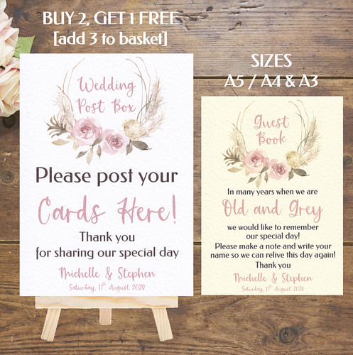 Boho personalised wedding post - boho,