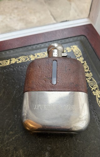 Antique silver hip flask - hip,