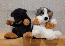 Douglas Rottweiler & Australian Shepherd Fuzzy Puppy Dog Mini Plush Toy Set 6"