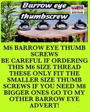 Barrow Eye Bolt Thumb Screws M6 to fit small thumb screwthumb screws