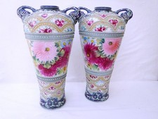 Noritake Moriage Matched pair of Tall Vases