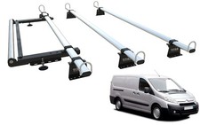 Roof Rack 3 Bars for Mk2 FIAT SCUDO VAN 2007-onward: TITAN WorkReady with roller