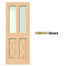 Traditional Victorian Oak 4 Panel Frosted Glazed Internal Door - Brand New