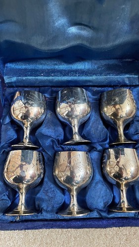 Silver cups - (set, 6)