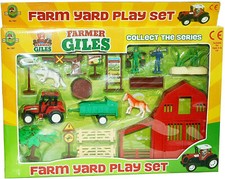 Kids Farm Toy Set Plastic Play Set Animals Tractor Figures Childrens Large Barn