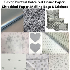 Silver Tissue Paper Metallic Coloured Printed Mailing Bags & Shredded Paper  