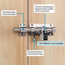 Slide Latch Lock Bolt Stainless Steel Garden Gate Shed Door Lock 6 Inch Size-HOT