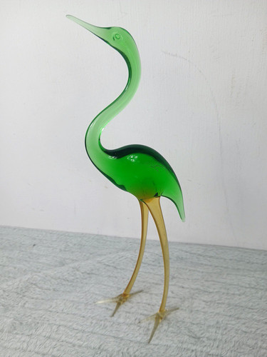 Vintage art glass heron - vintage, crane