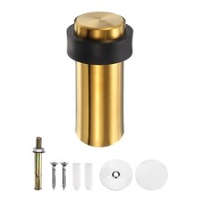 Cylindrical Door Stopper, 3.1" Height Door Stop with Rubber Bumper, Gold