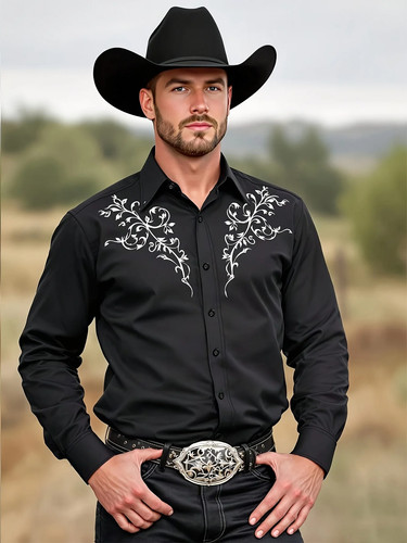 Men western cowboy shirt - men's,