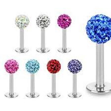 Ferido Crystal Shamballa Monroe Lip Stud Labret Bar Tragus Piercing Jewellery