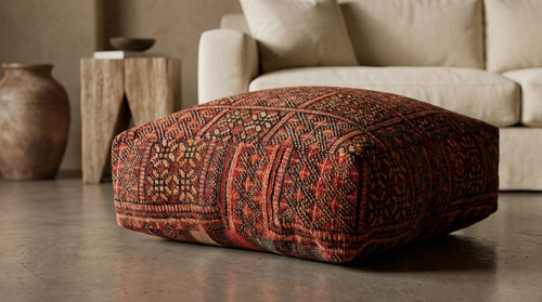 Moroccan rug pouf - rug,
