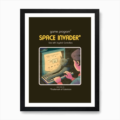 Space invader art print framed - print,