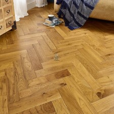 💰 14mm Herringbone Golden Oak Engineered Real Wood Parquet Flooring £39.99/m2
