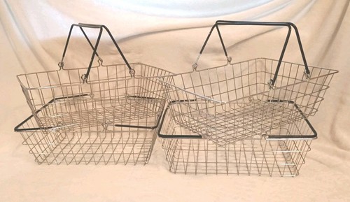 Vintage wire shopping baskets - shopping,
