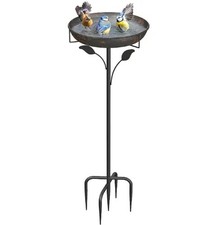 Outdoor Bird Bath 30cm Metal Bowl on Stand - Bronze Vintage Garden Décor