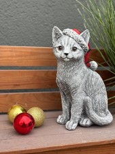 Stone figure Christmas cat frost-proof height 30 cm, approx. 5.6 kg, Christmas