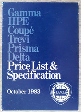 Lancia Range Price List & Specification 1983  Delta Prisma Trevi Coupe HPE Gamma