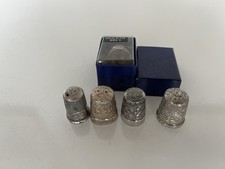 5 STERLING SILVER THIMBLES 1 CHARLES HORNER (2 WITH HOLES)