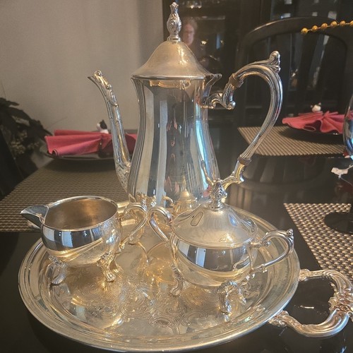 Silver plate coffee tea set - plate,