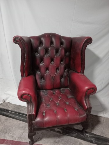 Oxblood leather chesterfield - leather,
