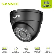 SANNCE 1pcs Dome HD 1080p CCTV 4IN1 Camera Security System 100ft/30m IP66 Night