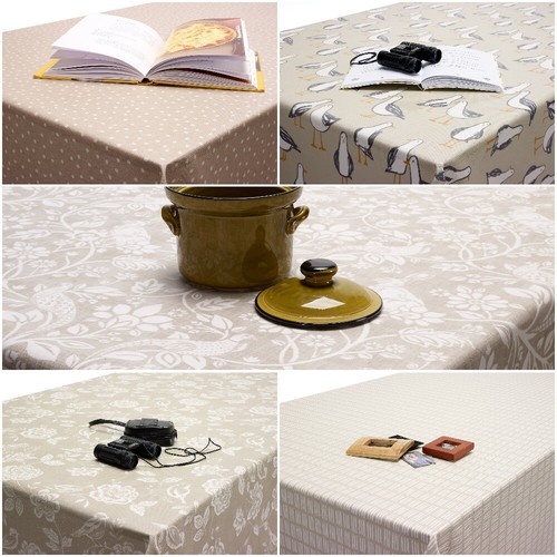 Wipe clean tablecloth - clean, taupe