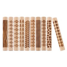  10 Pcs Textured Mud Press Rod Clay Rolling Pin Pottery Teaching Stick