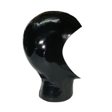 Black Latex Rubber Pull On 2D Hood Mask Open Face Natural Rubber