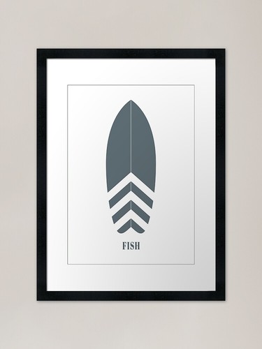 Fish surfboard minimalist - fish, surfboard,