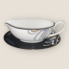 Denby Monsoon Chrysanthemum Gravy Sauce Boat & Stand Set Hardly Used Excellent