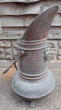 VINTAGE COPPER ORNATE DECORATIVE COAL HOD SCUTTLE BUCKET HAD REPAIR PLEASE READ