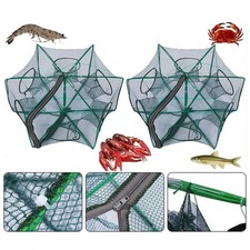 6 Hole Fishing Bait Trap Fish Net Cast Cage Crab Minnow Crawdad Shrimp Foldable