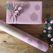 Christmas Bauble Wrapping Paper Rose Gold Blush Pink KRAFT Gift Wrap Sheet Roll