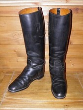 Vintage English Made Hawkins Black Leather Riding Boots UK 5.5 (37cm Calf)
