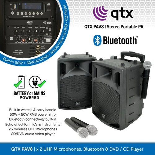Qtx pav8 portable system - qtx, pa