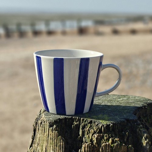 Blue white stripe stoneware - &,