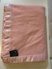 Sandringham pure merino wool blanket pink satin trim 170x240cm made in England