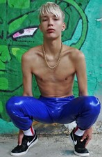 RODSPOT patent pants ROYAL BLUE shiny nylon mirror shine very shiny nylon pants