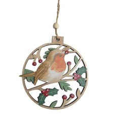 Wooden Christmas Robin Hanging