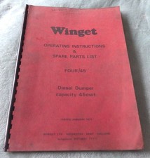 Original Winget operating instructions Four/45 Diesel Dumper dated Jan 1973