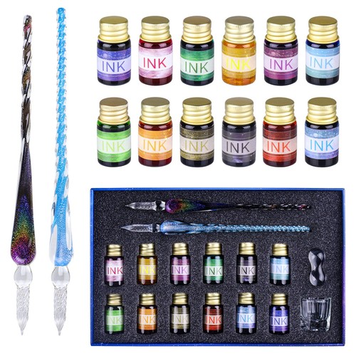 Glass dip pen set crystal - glass,