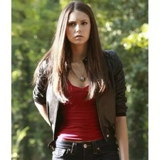 Womens The Vampire Diaries Nina Dobrev Elena Gilbert Leather Motorcycle Jacket