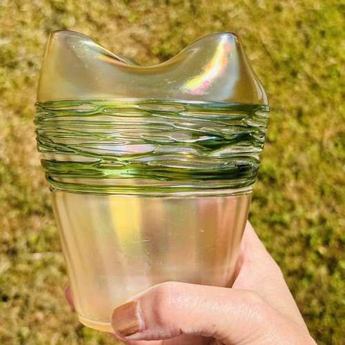 Antique iridescent glass vase - antique,