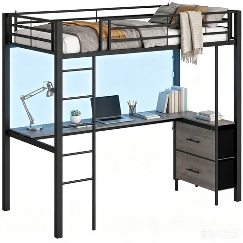 Metal bunk bed - metal, high