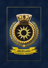 HMS BRILLIANT SHIPS BADGE/CREST - HUNDREDS OF HM SHIPS IN STOCK