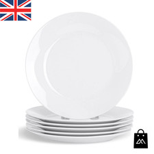 Dinner Plates set opal glass White Rim Plate 25cm Crockery Restaurant Catering