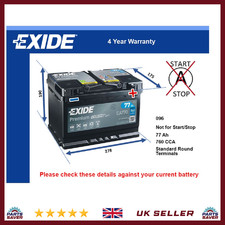 Car Battery EA770 Exide 096